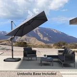 PURPLE LEAF 8.2' X 11.5' Tilting Patio Umbrella with Base Outdoor Cantilever Swivel Rectangle Umbrella Offset Umbrella, Light Grey