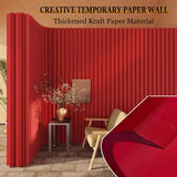 Red Folding Privacy Screen Room Divider - Deformable Decorative Partition for Office, Store