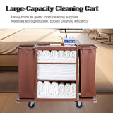 Heavy-Duty Linen Cleaning Cartwith Laundry Bag, Cleaning Service Cart with Storage Shelves for Room Service and Janitorial Use