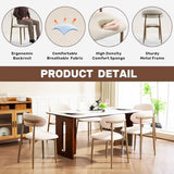 UVV Dining Chairs Set of 8, Metal Kitchen Chairs with Modern Fabric Upholstered for Dining Room, Beige