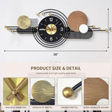 AXAORIRA 38x15 Inches Wall Clock Silent Non-Ticking Battery Operated, Modern Large Decorative Analog Clocks for Living Room, Bedroom, Office - Abstract Art Home Decor, Easy to Read