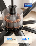 84" Aluminum Outdoor Ceiling Fan with Light, Industrial-Grade 8 Metal Blade