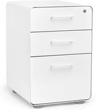 Poppin Stow 3-Drawer File Cabinet - White, 2 Utility Drawers and 1 Hanging File Drawer