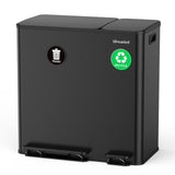 Dual Trash and Recycling Bins for Kitchen, 13.2 + 5.2 Gal (50+20L) Stainless Steel Trash and Recycle Bin Combo with Soft-Close Lid