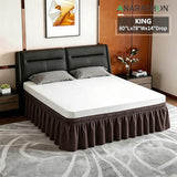 ANARACHON King Bed Skirt, Elastic Wrap Around Bed Skirt King Size, Bed Skirts for Adjustable Bed, Easy Fit with 14" Drop Length Tailored Drop Dust Ruffle (Brwon)