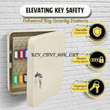 Flexzion Key Box Wall Mount with Code, Key Cabinet with 60 Key Holder Organizer Locker Case