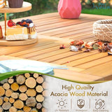 PHI VILLA 9 Pieces Acacia Wood Patio Dining Set for 8, Expandable Teak Dining Table & Wooden Chairs with Cushions