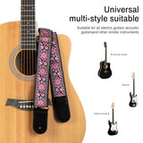 AODSK Guitar Strap Vintage Woven Adjustable,Crafted with Premium Cowhide Leather Ends & 2 Strap Locks, For Bass, Electric & Acoustic Guitars (Pink Paisley)