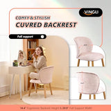 VINGLI Chenille Curved-Back Armless No Wheels Vanity Chair