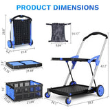 Collapsible Shopping Cart with Wheels, 2 Storage Crates & 1 Storage Bag, 200 lbs Capacity Multi Use Functional Grocery Cart