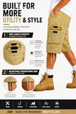 Heyfanee Mens Cargo Jean Shorts Relaxed Fit Bermuda Jorts Men Knee Length Baggy Denim Shorts for Men Khaki 28