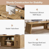 78" L Shaped Desk with Drawers, Large Executive Office Desk with File Cabinet and Shelves, Brown