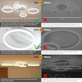 Glimchase 5-Ring LED Dimmable Modern Ceiling Light Fixture, 58W 3000K-6000K Flush Mount Ceiling Lamp with Remote for Living Room, Bedroom, Dining Room, Kitchen (White)