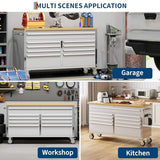 61 Inch Tool Box Mobile 9 Drawers Storage Rolling Cabinet with Wheels Lock Key Locking System Drawer