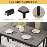 Zevemomo 6-Piece Solid Wood Dining Table Set, Wooden Legs, Dark Gray