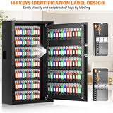 144 Keys Fireproof Key Cabinet, Anti-Theft Heavy Duty Key Lock Box with Key Tags