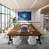 6.5FT Conference Table for 6-8 People, 78 inch Long Rectangular Seminar Table with Strong Metal Frame (1PC, Brown)