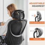 Sweetcrispy Office Computer Desk Chair, Ergonomic High-Back Mesh Rolling Work Chairs with Wheels and Adjustable Headrests, Black