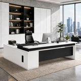 SimpArt Executive Desk with Storage Cabinet, Modern Office Desk with Side Credenza, Large Manager Desk Workstation for Home Office