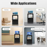Steel AV Cart with Keyboard Tary and Locking Cabinet Rolling Small Office Laptop Table with Power Socket