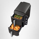 Ninja Air Fryer, 8 QT DoubleStack 2-Basket, Space Saving Design, Cooks 2lb Chicken Wings, Feeds up to 6 People, 6-in1 Air Fryer, Roast, Bake & More, Easy to Clean, Dishwasher Safe Parts, Black, SL201