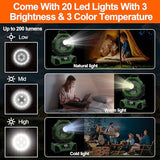 Portable Camping Fan Battery Operated Powered Fan with Remote Control & LED Lantern,20000mAh Battery Rechargeable,LED Digital Display,Oscillate,Timer,Rotation Hanging Hook for Tents Travel - Green