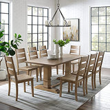 Crosley Furniture Joanna 9-Piece Modern Farmhouse Dining Table Set for 8 with Ladderback Chairs, Rustic Brown