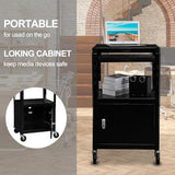 Bonnlo 3-Tiers Rolling AV Presentation Cart with Storage, Mobile Computer Utility Media with Keyboard Tray
