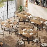 Tribesigns Square Commercial Dining Table Set of 4, 31.5" Heavy Duty Dinner Table with Metal Base, Wooden Kitchen Table