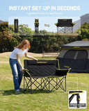 FanttikOutdoor Zeta L11 Duo Pro Double Camping Chair, 2 Person Portable Folding Couch, High Strength Loveseat with Cup Holder & Carry Bag for Travel, Games, BBQ, Backyard, Support up to 600 lbs, Black