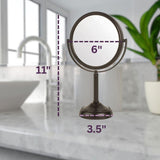 JERDON Two-Sided Tabletop Makeup Vanity Mirror - 10X-1X Magnification & Swivel Design - 6-Inch Diameter Portable Mirror - Bronze Finish - Model JP910BZP