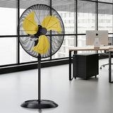 AKIRES 30” Outdoor Pedestal With Energy-Saving Motor,9600 CFM High-Velocity Industrial Stand Fan, 120° Oscillating Heavy Duty Metal Floor Fan for Shop, Warehouse, Workshop, Gym, Garage Yellow