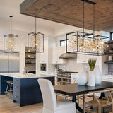 Vezzio Modern Black and Gold Rectangle Crystal Chandeliers for Dining Room