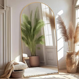 ZHUNFA Arched Full Length Mirror, 76x34 Oversized Floor Mirror with Stand