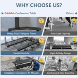47.2in Folding Conference Table, Modular Meeting Table with Wheels 2Pack