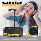 Lesdexzz Headphone Stand with Cable Storage, Display Music Lovers' Decorative Items & Suitable Headphone Holder, Contains 1 Base 1 Support Rod 1 Headrest (Metal Texture Black)