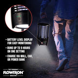 Flowtron Rechargeable Bug Zapper Lamp | 2-in-1 3600mAh Battery Powered LED Light & Insect Killer with USB-C Charging | 2150 Sq Ft Indoor Outdoor Coverage Mosquito Trap for Patio, Camping, Yard, Home