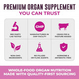 Beef Organ Supplement for Women - Beef Liver, Kidney, Heart and Uterus Tissue, Supports Women's Overall Energy and Health - Pasture Raised in New Zealand - No Fillers or Flow Agents - 120 Capsules