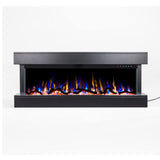 Touchstone Chesmont Smart Electric Fireplace- Wall Hanging Fireplace with 50" Wide Black Floating Mantle- Alexa/WiFi Enabled-10 Color-1,500W Heater- Crystals & Driftwood-Model 80034