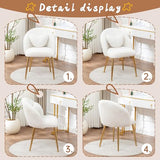 Hobooment Vanity Chair,Accent Makeup Comfy Cute Desk Girls Fluffy Chairs for Bedroom No Wheels