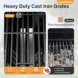 Sophia & William 6-Burner Propane Gas BBQ Grill with Side Burner & Porcelain-Enameled Cast Iron Grates, Gas Grill Griddle Combo, Black