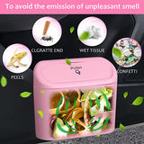 Accmor Car Trash Can with Lid, Leakproof Vehicle Garbage Organizer Holder Bin with 60 Pack Trash Bags (Pink)
