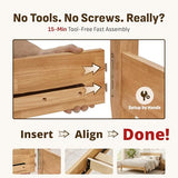 Softa Venso Queen Solid Wood Bed Frame with Headboard, 1100 Lbs Heavy Duty Rubberwood Platform Bed, 15-Min Tool-Free Assembly, Quiet Stable Support, Japanese Japandi Design, No Box Spring Needed