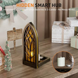 Wnsamodyy Solid Wood Fantasy Book Nook Shelf Insert - Handcrafted Bookends with Remote Control & Timer, Magical Moroccan Bookshelf Decor Night Light, Unique Gifts for Book Lovers Readers