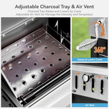 3 Burner Propane Gas and Charcoal Grill Combo with Side Burner & Porcelain-Enameled Cast Iron Grates, 37,000 BTUs 685 SQIN Dual Fuel Outdoor BBQ Grill