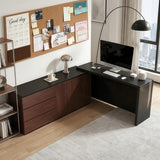 Modern L-Shaped Expandable Desk 56"-94.5" 90° Rotating Corner Desk Executive Level Computer Desk