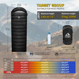 BUERTS Lightweight Sleeping Bag for Adults. 14 to -18°F.Weighs only 4.45 lb. Down Sleeping Bag for Hiking, Camping, Mountaineering, Adventure and Backpacking.