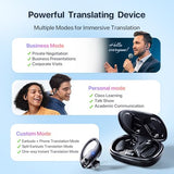 AI Translation Earbuds Real-Time: 166 Languages Audifonos Traductores Inglés Español, 60 Hours Battery - Seamless Translator Headphones, Black