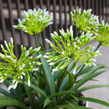 HIFORESTAR 8 Bundles Artificial Flowers Plants for Outdoor Planters | 18.9 in Green Large Fake Flowers | Spring Summer Look Real Plasic Faux Plant for Front Porch Pathway Garden Patio (Green)