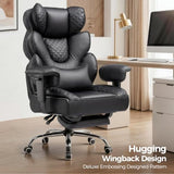 COMHOMA Big and Tall Office Chair with Upgrade Footrest, Heavy Duty Gaming Chair High Back Executive Chair with Spring Lumbar Support for Lower Back Pain Relief, 150°Reclining Adjustable Armrests